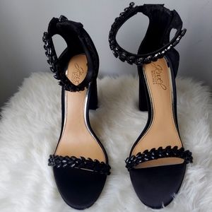 Black strapped heels